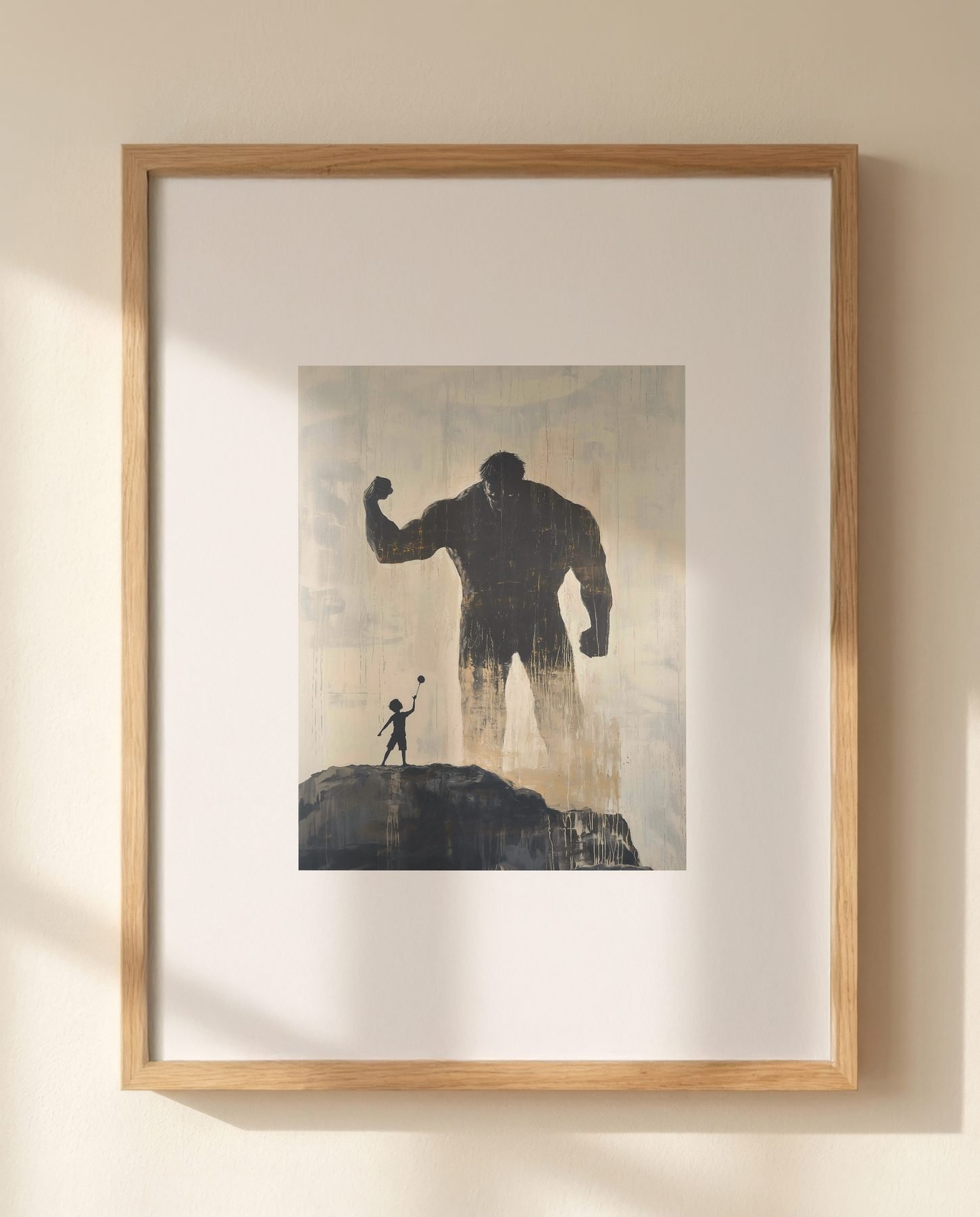 David and Goliath in Painterly Neutrals print