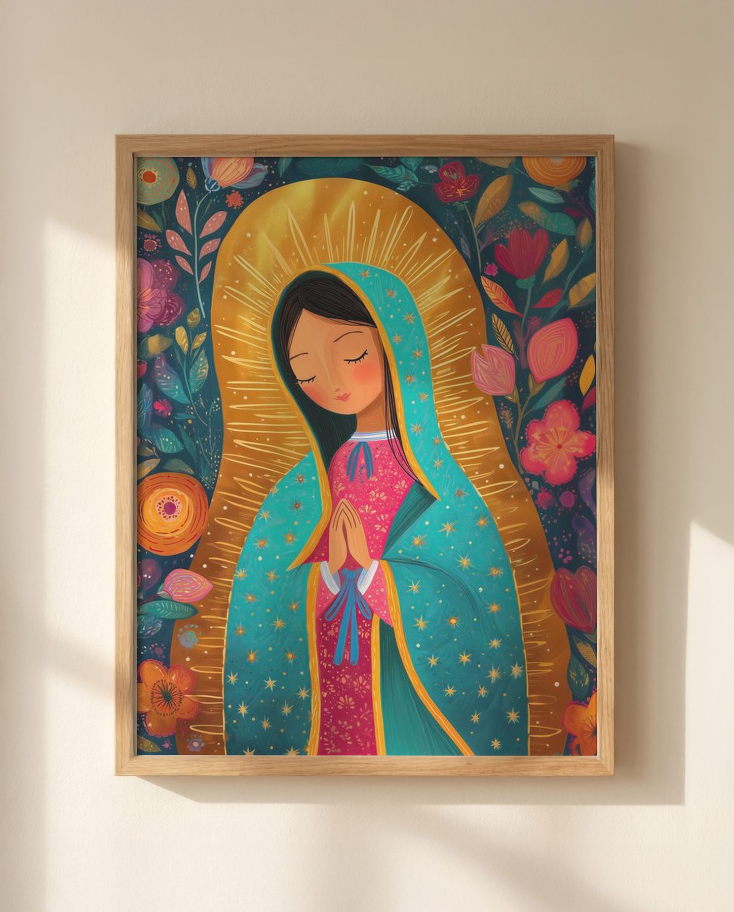 Our Lady of Guadalupe folk art on dresser
