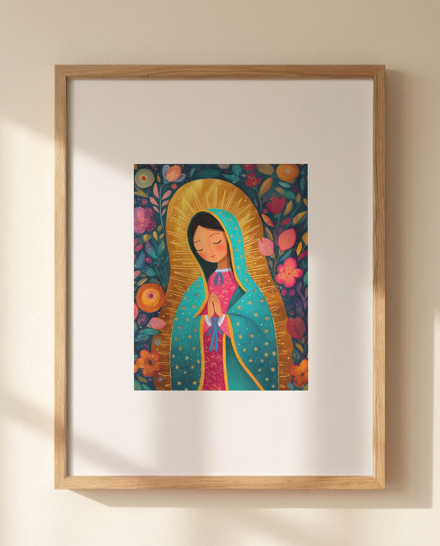 Our Lady of Guadalupe folk art on dresser