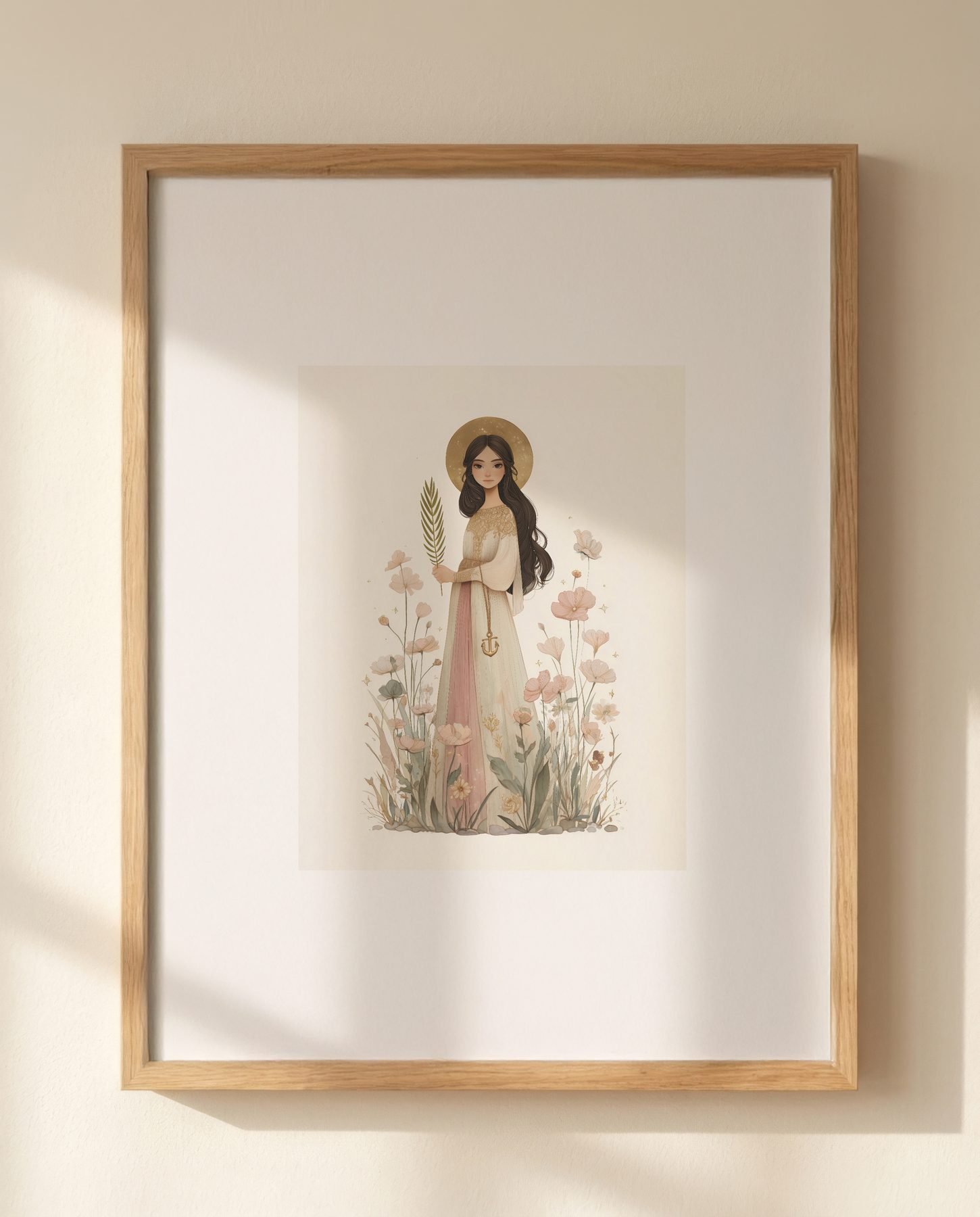 Saint Philomena with Wheat and Flowers print