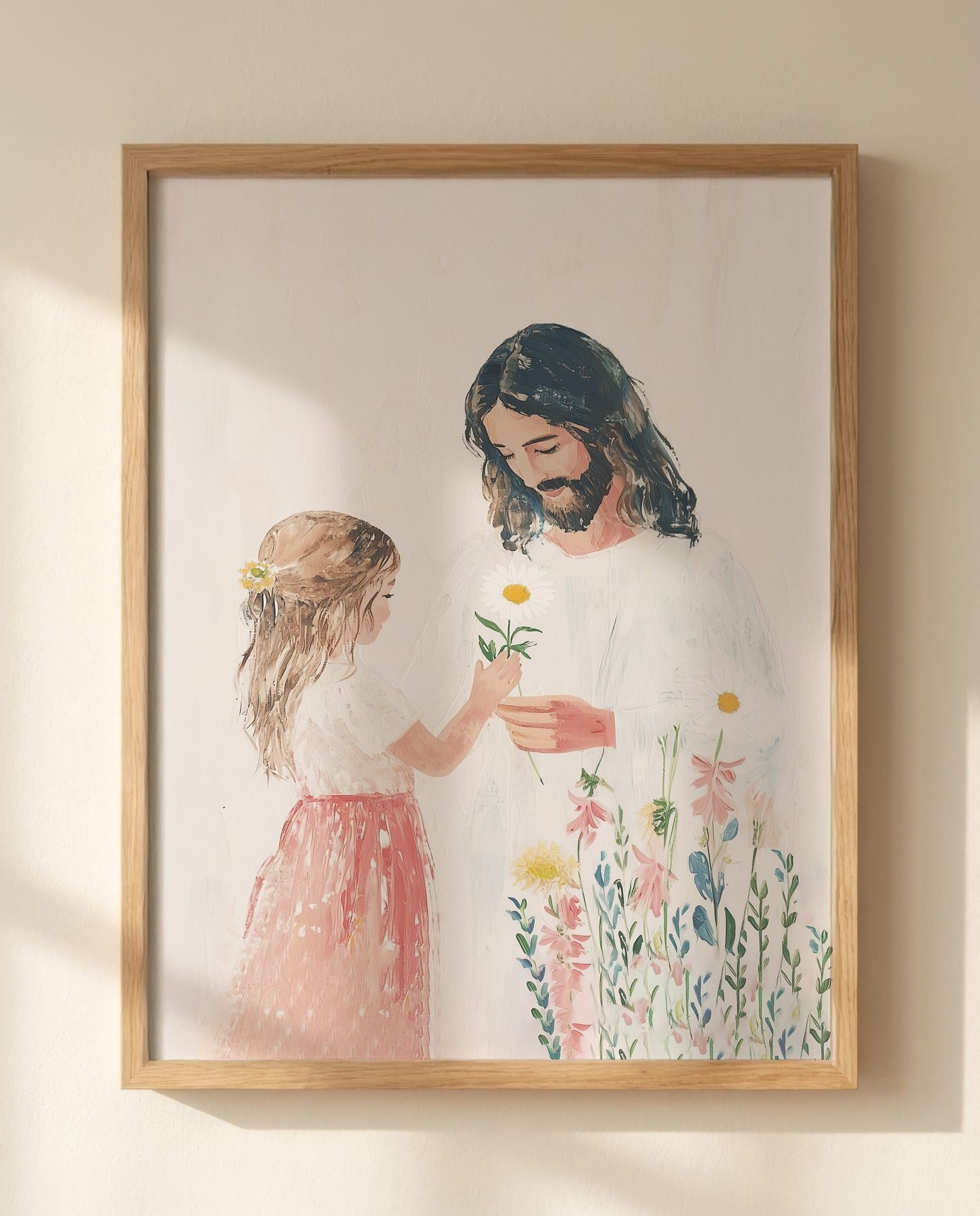 Jesus and a Child Among Wildflowers print