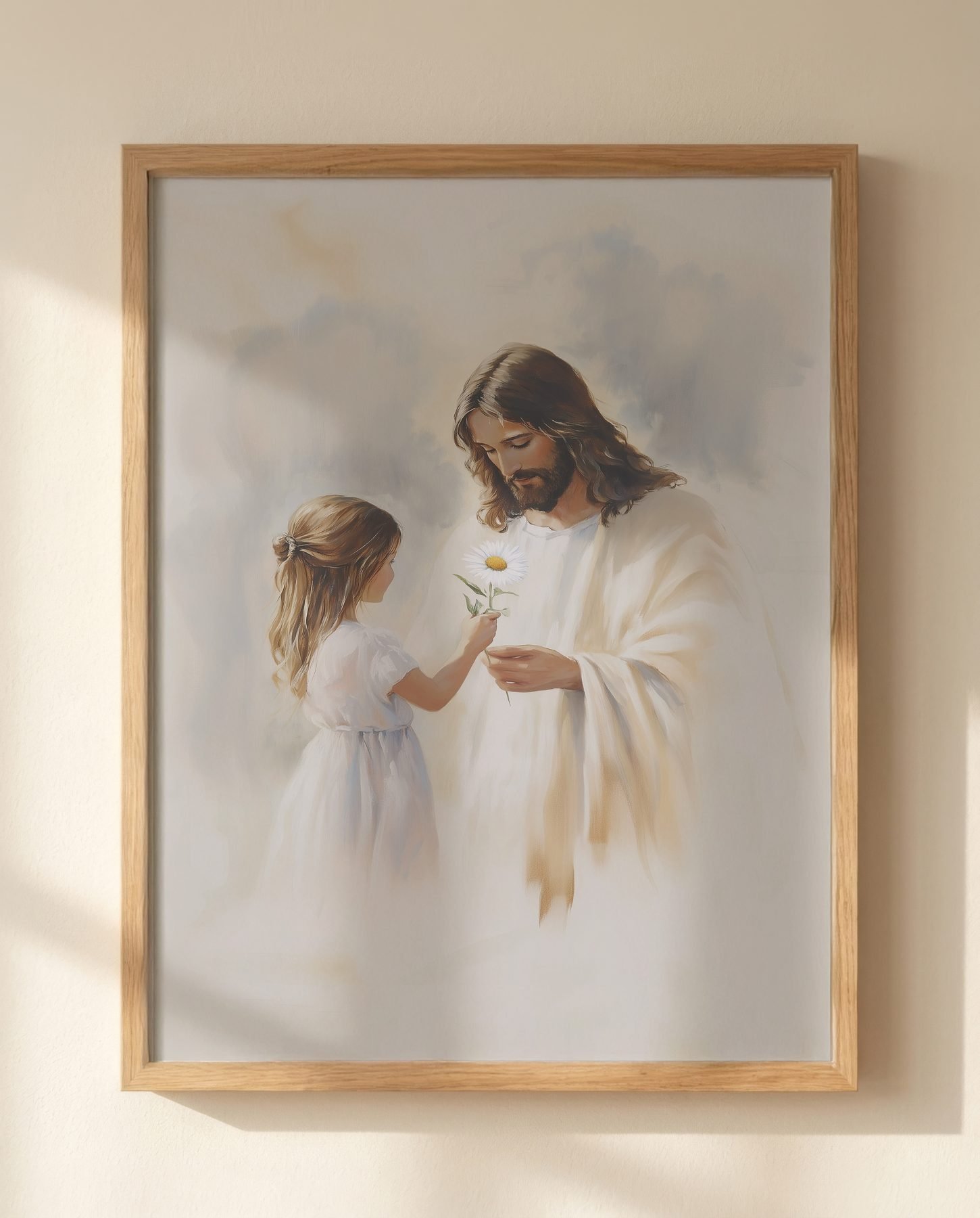 Daisies with Jesus — Close-up wall mockup