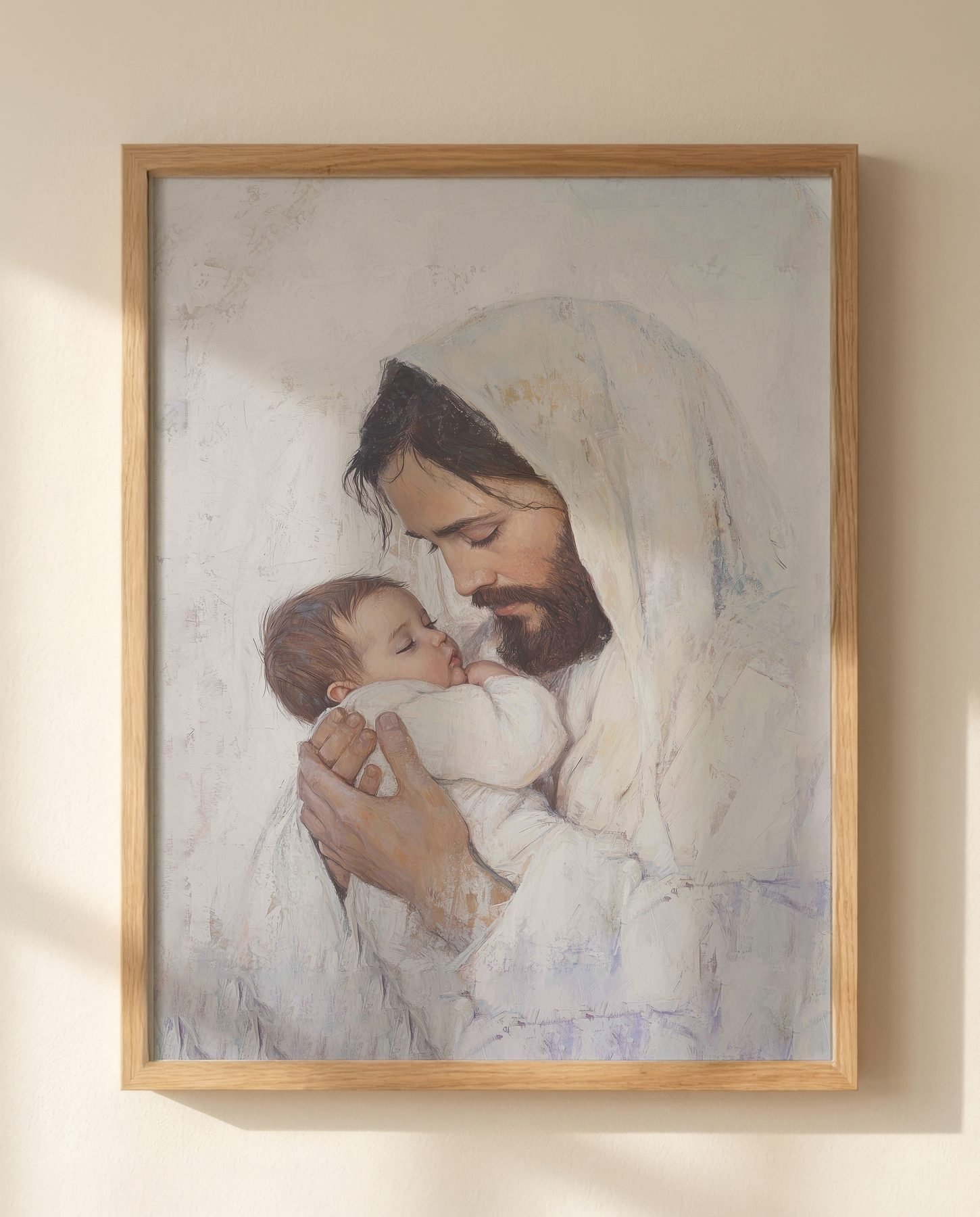 Jesus Holding an Infant in Warm Light print