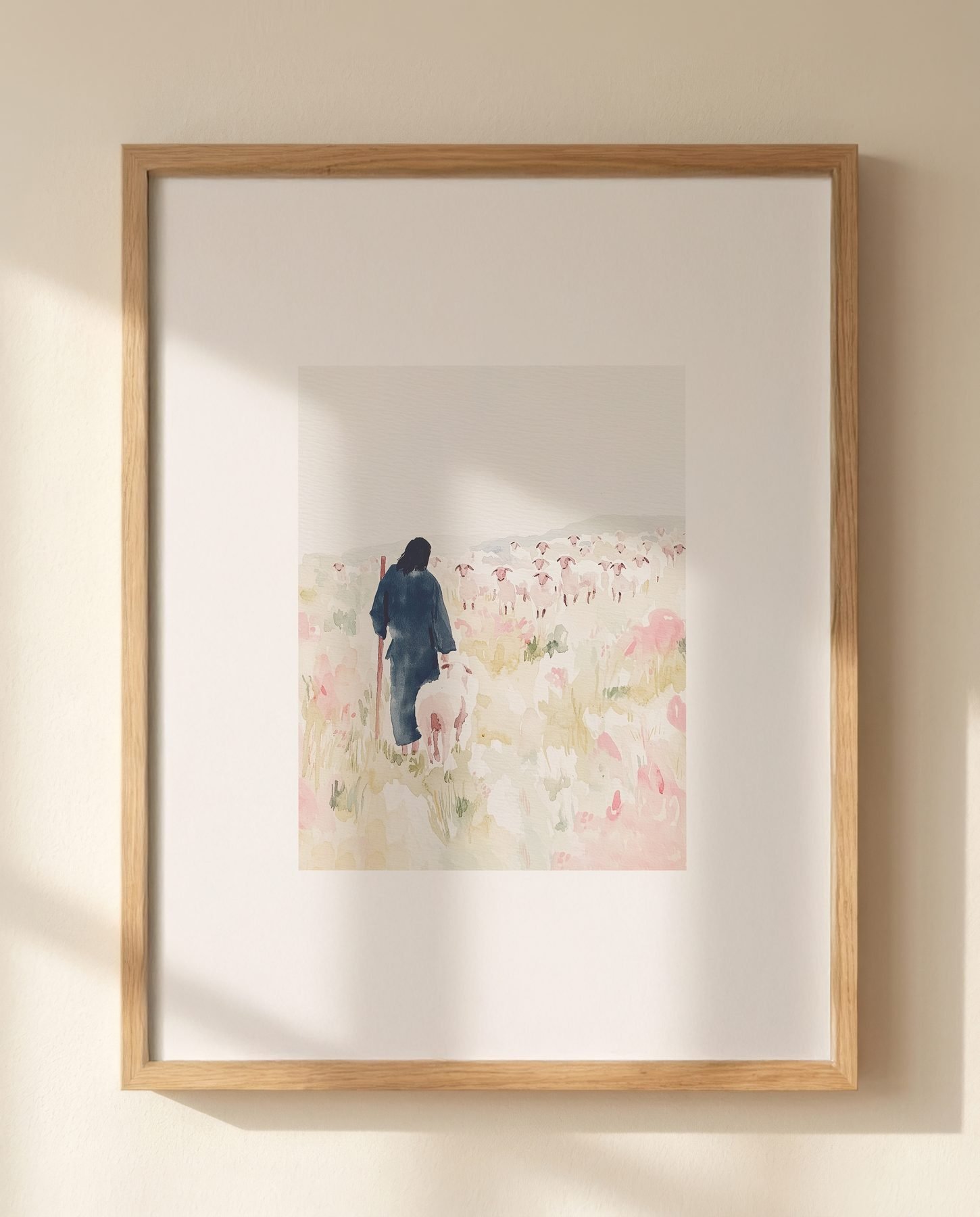 Jesus the Good Shepherd in Wildflower Meadow print