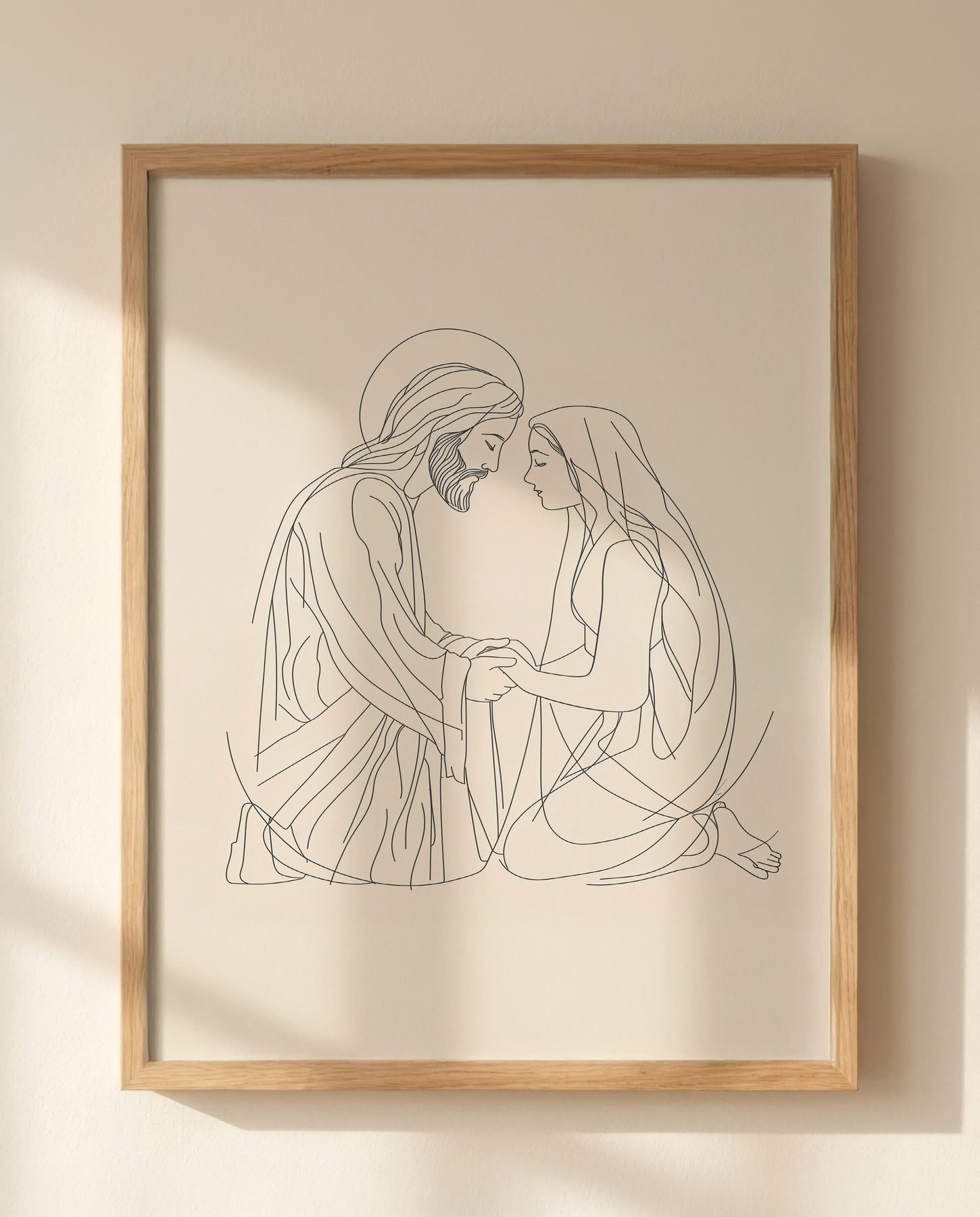 Embrace of Hope, Line Art — Close-up wall mockup