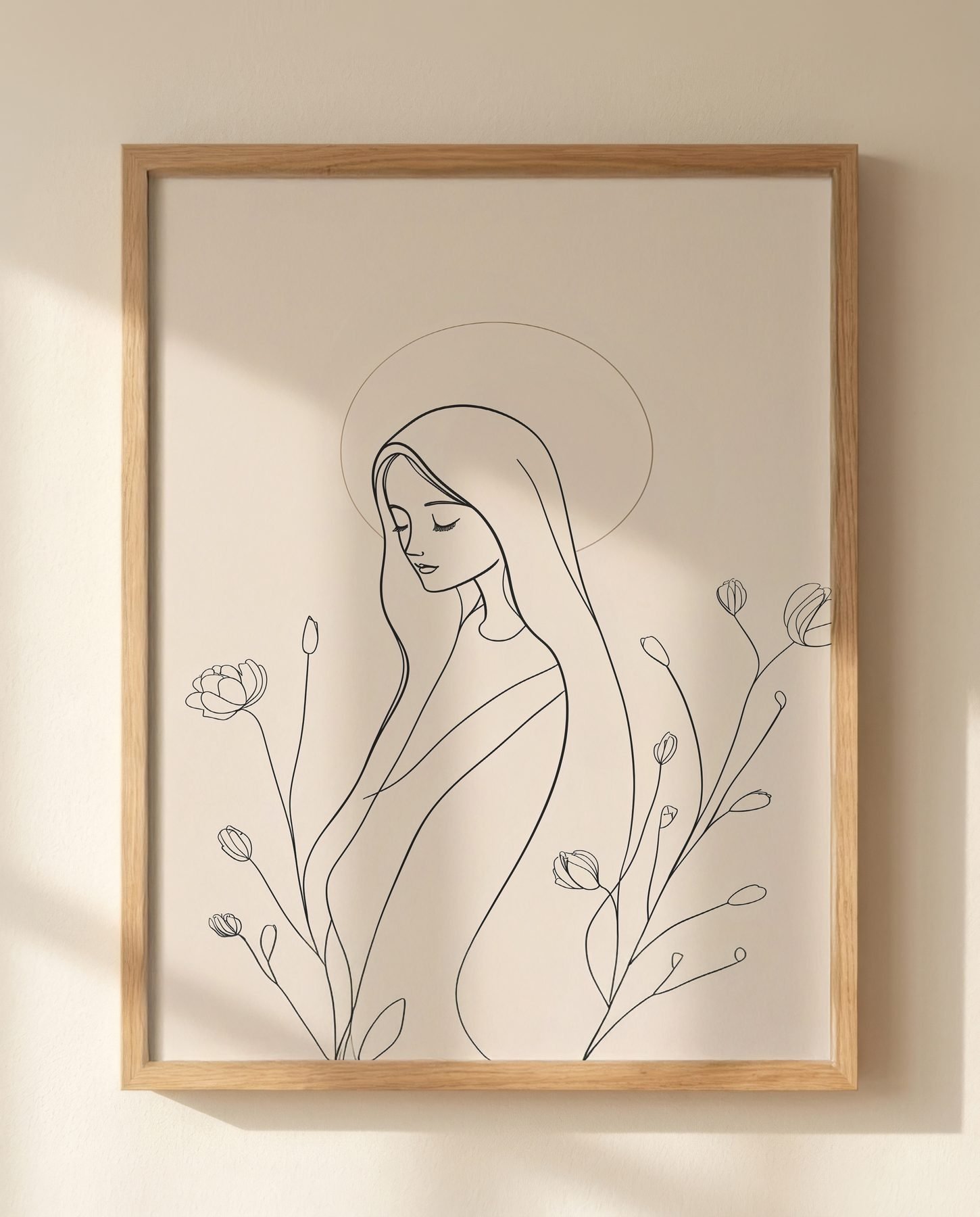 Blessed Virgin Mary with Flowers print